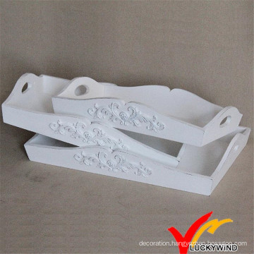 White Retro Storage Food Wooden Tray